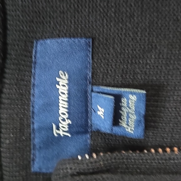 Faconnable Black Full Zip-Up Sweater Cotton - Picture 3 of 5